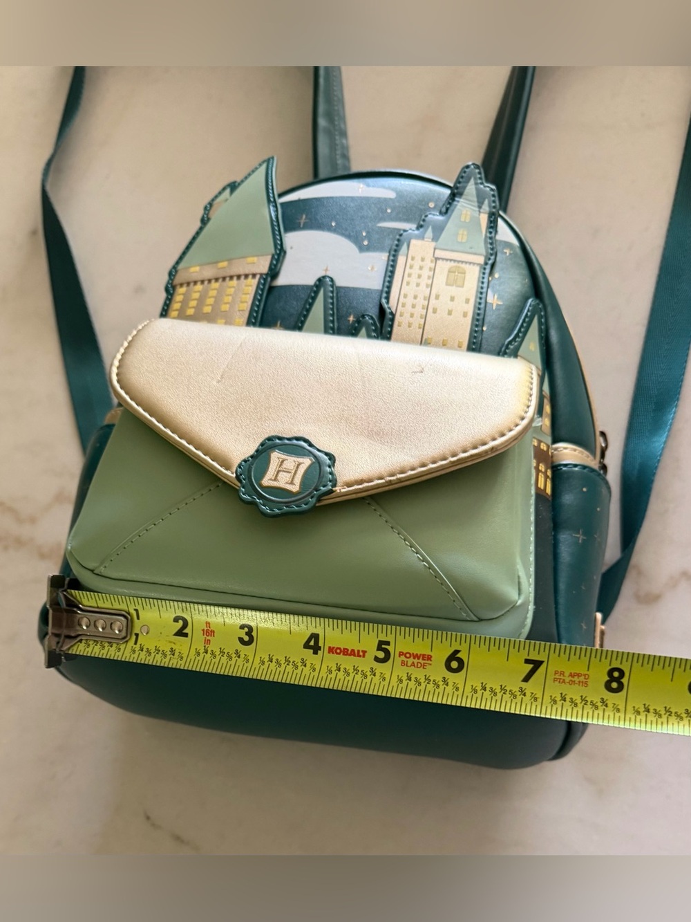 Harry Potter - GOLDEN HOGWARTS CASTLE 10” Faux Leather Mini Backpack, LOUNGEFLY - Picture 10 of 10